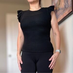 Workshop Republic Clothing Black Ruffle Sleeve Blouse